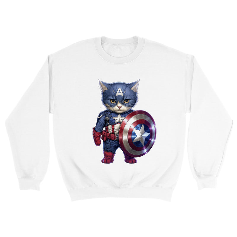 Sudadera unisex estampado de gato "Capitán América Peludo" Gelato