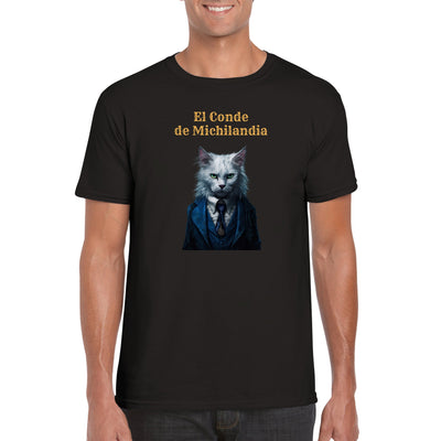 Camiseta unisex estampado de gato "El Conde de Michilandia" Gelato