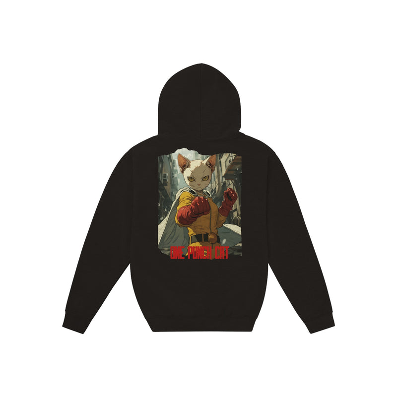 Sudadera con capucha Prémium Unisex Impresión Trasera de Gato "Guardián Calvo" Michilandia | La tienda online de los fans de gatos