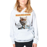 Sudadera con capucha júnior estampado de gato "Agradecido Miau" Michilandia