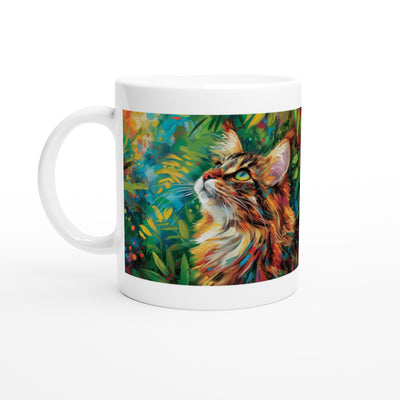 Taza Blanca con Impresión de Gato 