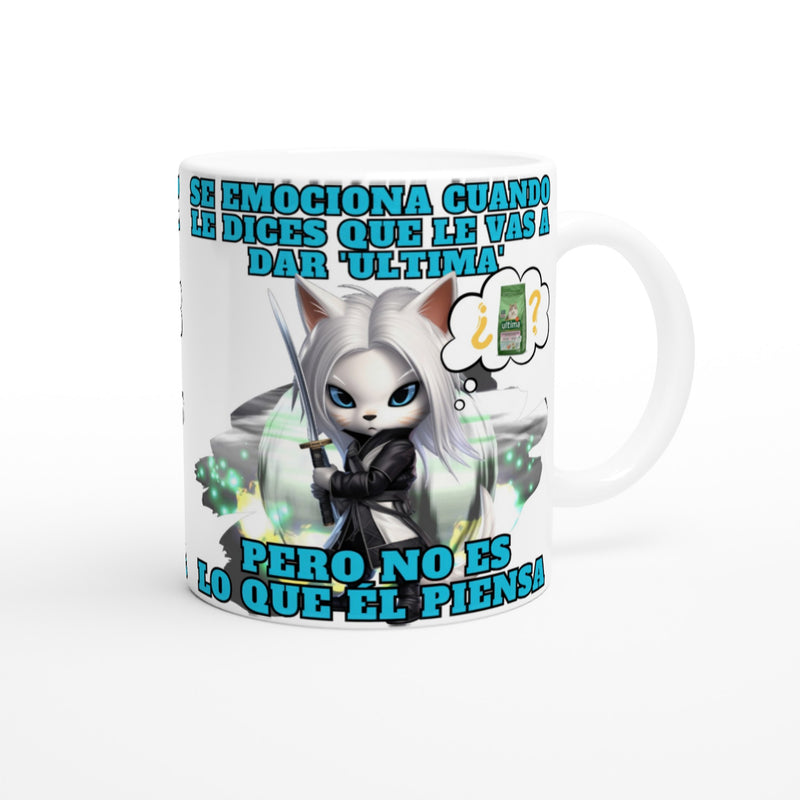 Taza Blanca con Impresión de Gato "Ultima?" Michilandia | La tienda online de los amantes de gatos