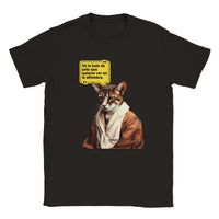 Camiseta unisex estampado de gato "Mahatma Michi Gandhi" Negro