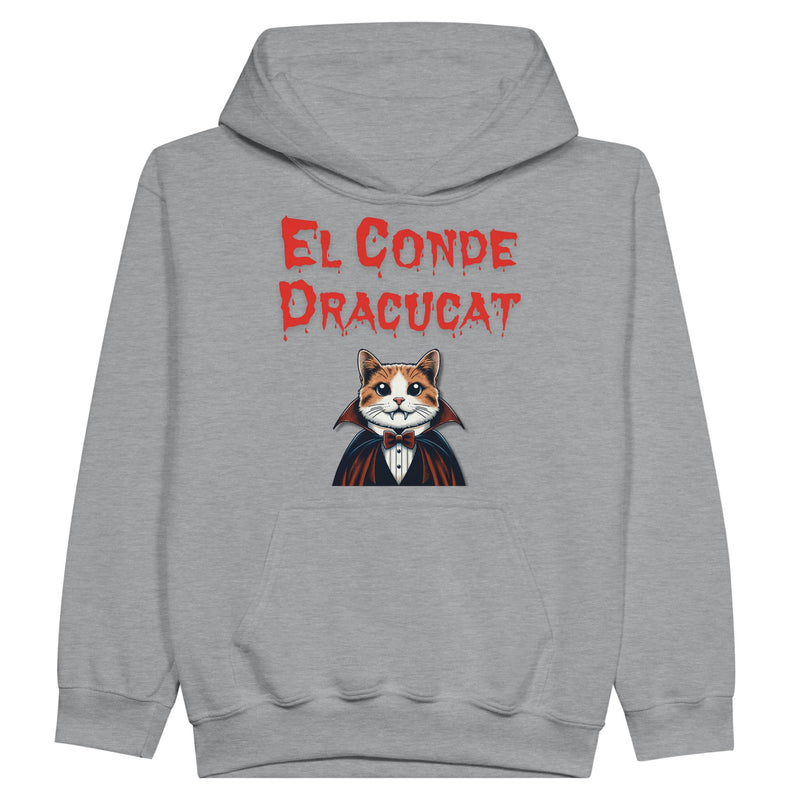 Sudadera con capucha júnior estampado de gato "Conde Dracucat" Michilandia | La tienda online de los fans de gatos