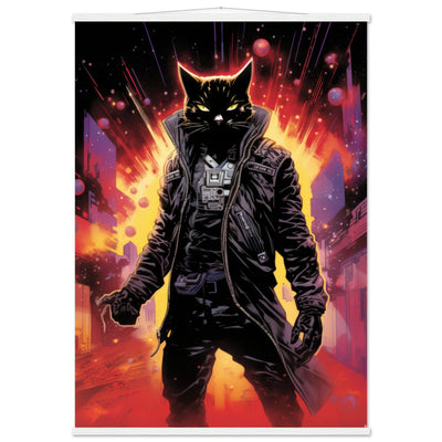 Póster semibrillante de gato con colgador 