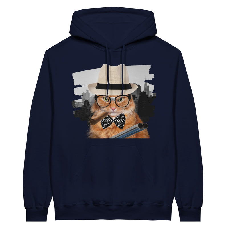 Sudadera con Capucha Unisex Estampado de Gato "Miau Capone" Michilandia | La tienda online de los fans de gatos