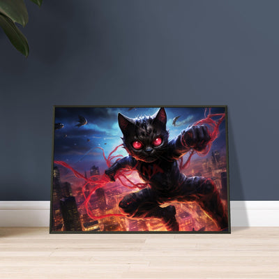 Póster semibrillante de gato con marco metal 