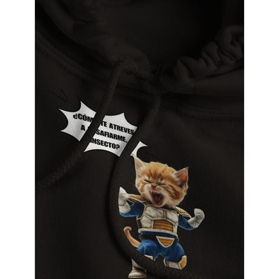 Sudadera con Capucha Unisex Estampado de Gato "Desafío Saiyajin" Michilandia