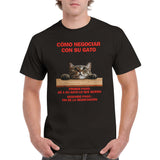 Camiseta Unisex Estampado de Gato "Tácticas de Negociación" Michilandia | La tienda online de los fans de gatos