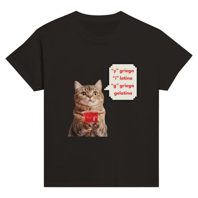 Camiseta Junior Unisex Estampado de Gato "Gelatina" Michilandia