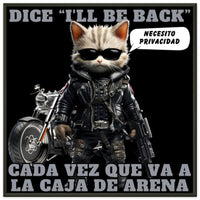Póster Semibrillante de Gato con Marco Metal "I'll Be Back" 70x70 cm / 28x28″