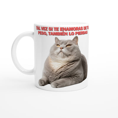 Taza Blanca con Impresión de Gato 