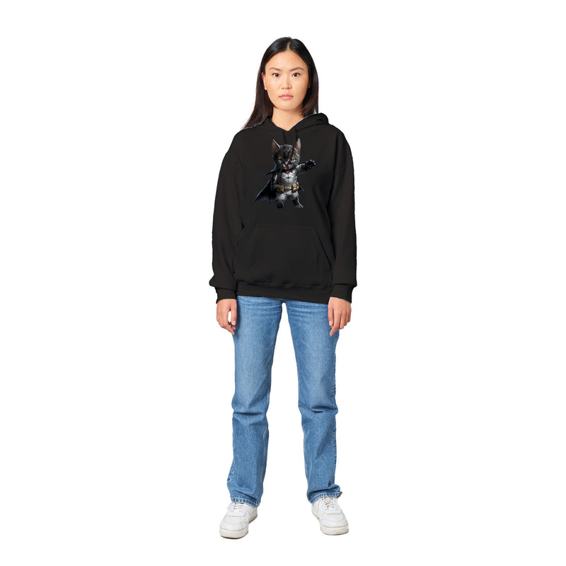 Sudadera con capucha unisex estampado de gato "Dynamic Dark Knight" Gelato