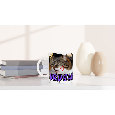 Taza Blanca con Impresión de Gato "Urusai!" Michilandia | La tienda online de los amantes de gatos