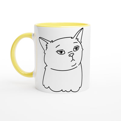 Taza Bicolor con Impresión de Gato "Aburrimiento Felino" Michilandia