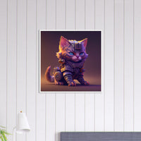 Póster semibrillante de gato con marco de madera "El Gato Fortnitense" Gelato