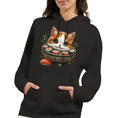 Sudadera con Capucha Unisex Estampado de Gato "Sushi y Ronroneos" Michilandia | La tienda online de los fans de gatos