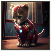 Póster semibrillante de gato con marco metal "Iron Michi"