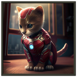 Póster semibrillante de gato con marco metal "Iron Michi" Gelato