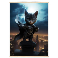Póster semibrillante de gato con colgador "El Rugido de Gotham"