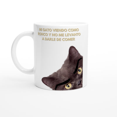 Taza Blanca con Impresión de Gato 