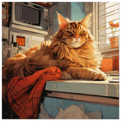 Panel de madera impresión de gato "Maine Coon Relajado" Gelato