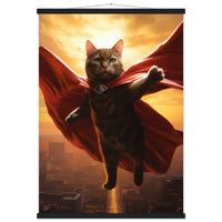 Póster semibrillante de gato con colgador "Super Kitty en Metrópolis" Gelato