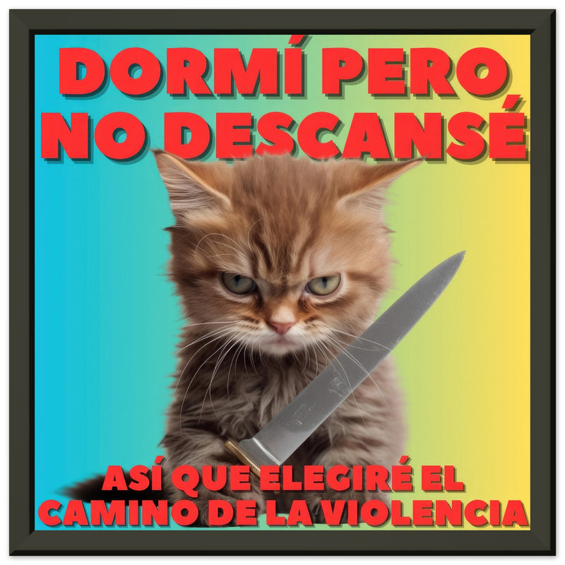 Póster Semibrillante de Gato con Marco Metal "Amanecer Agresivo" Michilandia | La tienda online de los fans de gatos