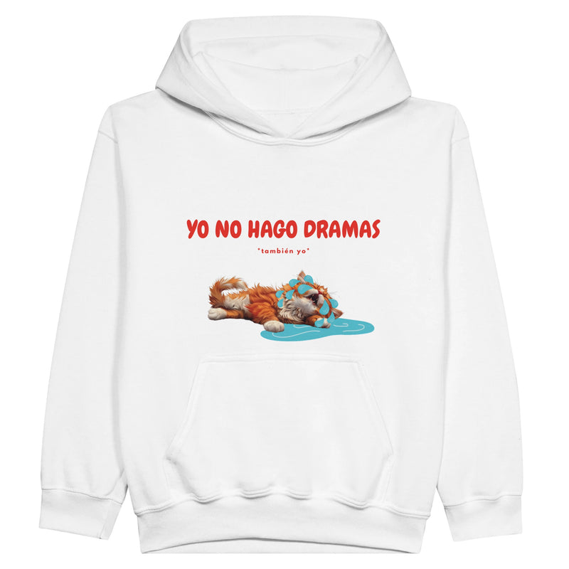 Sudadera con capucha júnior estampado de gato "Drama Queen" Michilandia