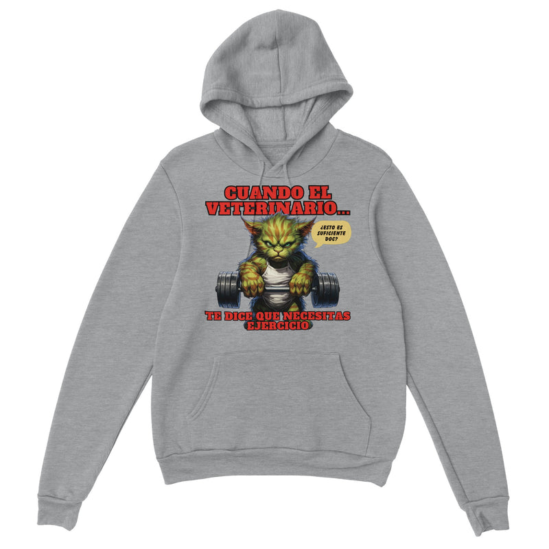 Sudadera con capucha unisex estampado de gato "Michi Hulk en el Gym" Michilandia | La tienda online de los amantes de gatos