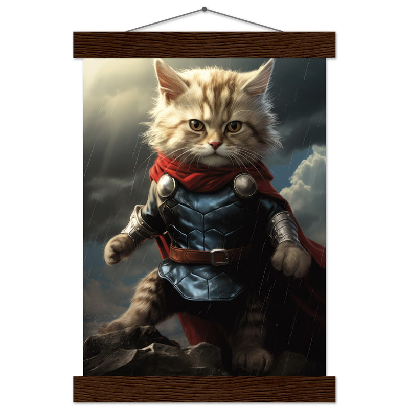 Póster semibrillante de gato con colgador "Thor Felino" Gelato