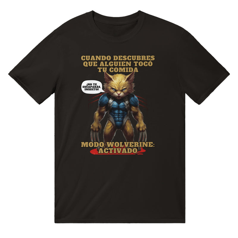 Camiseta unisex estampado de gato "Modo Wolverine" Michilandia | La tienda online de los fans de gatos