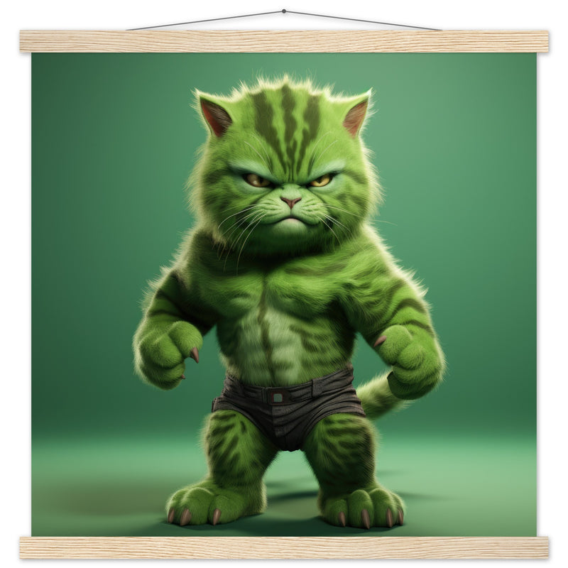 Póster semibrillante de gato con colgador "Michi Hulk" Gelato