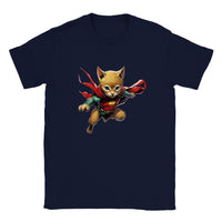 Camiseta júnior unisex estampado de gato "Gotham Fluffy Guardian"