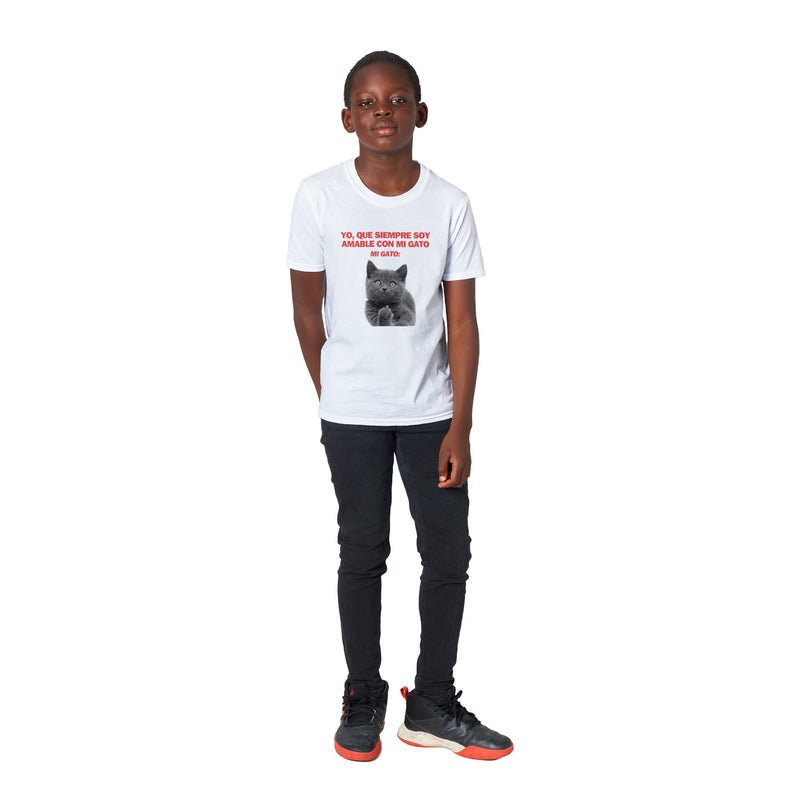 Camiseta Junior Unisex Estampado de Gato "Desafío Gatuno" Michilandia | La tienda online de los fans de gatos