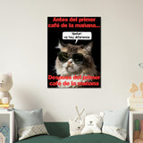 Lienzo de gato "Amanecer Grumpy" Michilandia | La tienda online de los fans de gatos