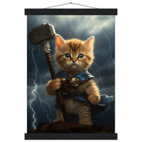 Póster semibrillante de gato con colgador "Mjölnir Felino" Gelato