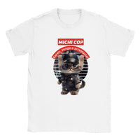 Camiseta unisex estampado de gato "Michi cop" White