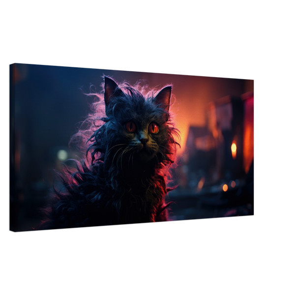 Lienzo de gato "Retrato Felino en la Noche Pop"