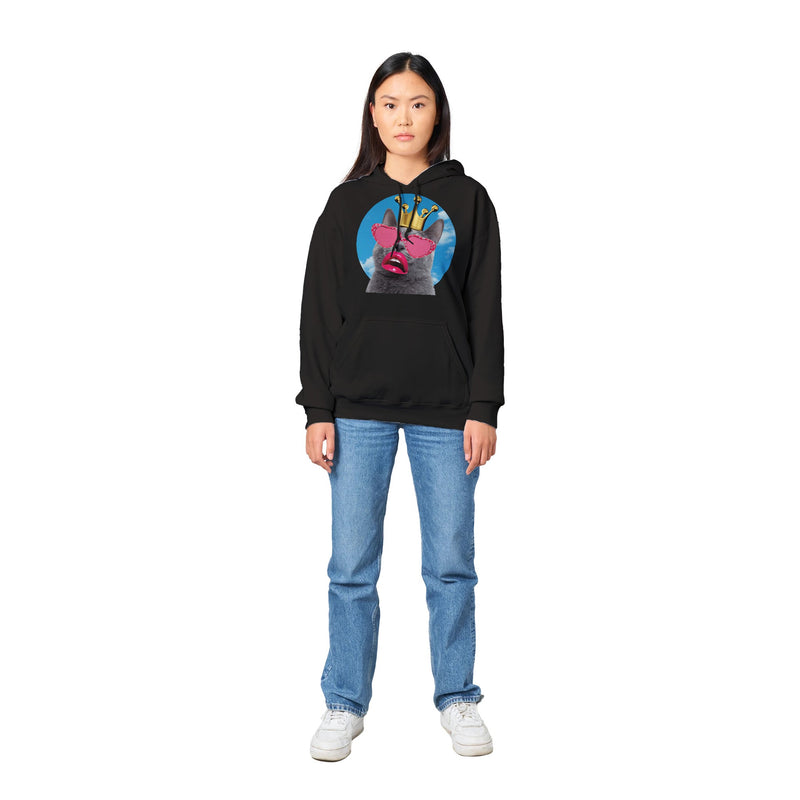 Sudadera con Capucha Unisex Estampado de Gato "Realeza Felina" Michilandia | La tienda online de los fans de gatos