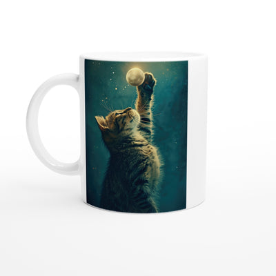 Taza Blanca con Impresión de Gato 