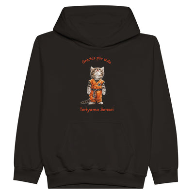 Sudadera con capucha júnior estampado de gato "Tributo a Toriyama" Michilandia