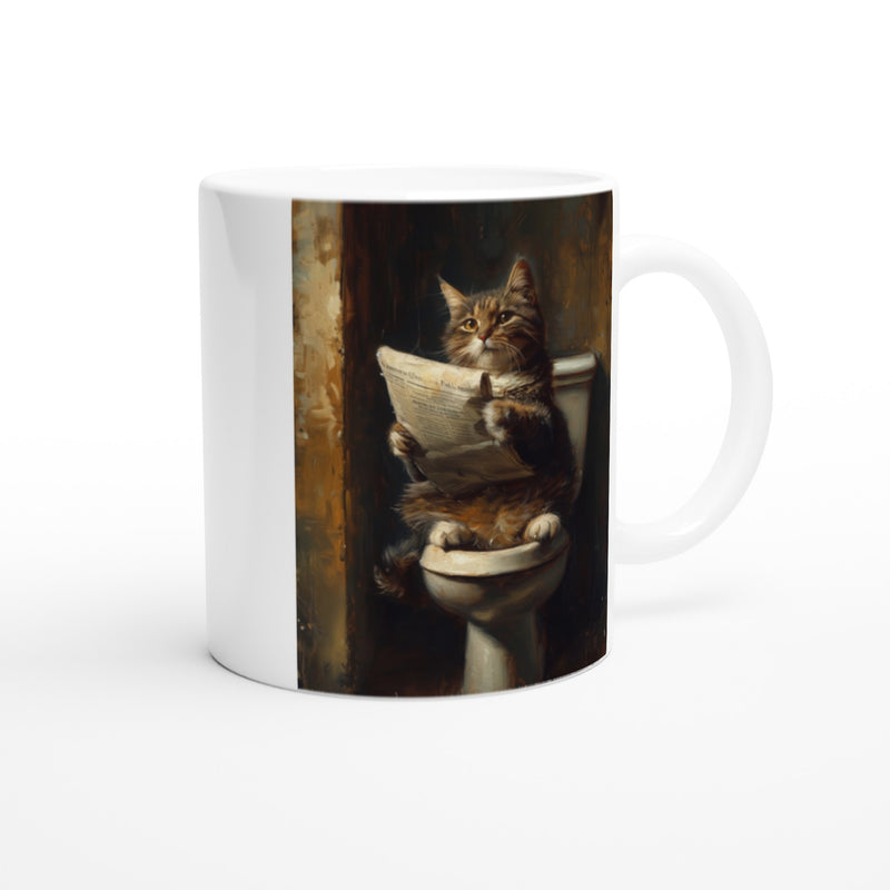 Taza Blanca con Impresión de Gato "Descanso del Cazador" Michilandia | La tienda online de los fans de gatos