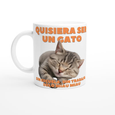 Taza Blanca con Impresión de Gato 