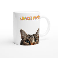 Taza Blanca con Impresión de Gato "Consulta Curiosa" Michilandia | La tienda online de los fans de gatos