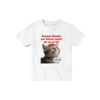 Camiseta Junior Unisex Estampado de Gato "Mirada Culpable" Michilandia | La tienda online de los fans de gatos