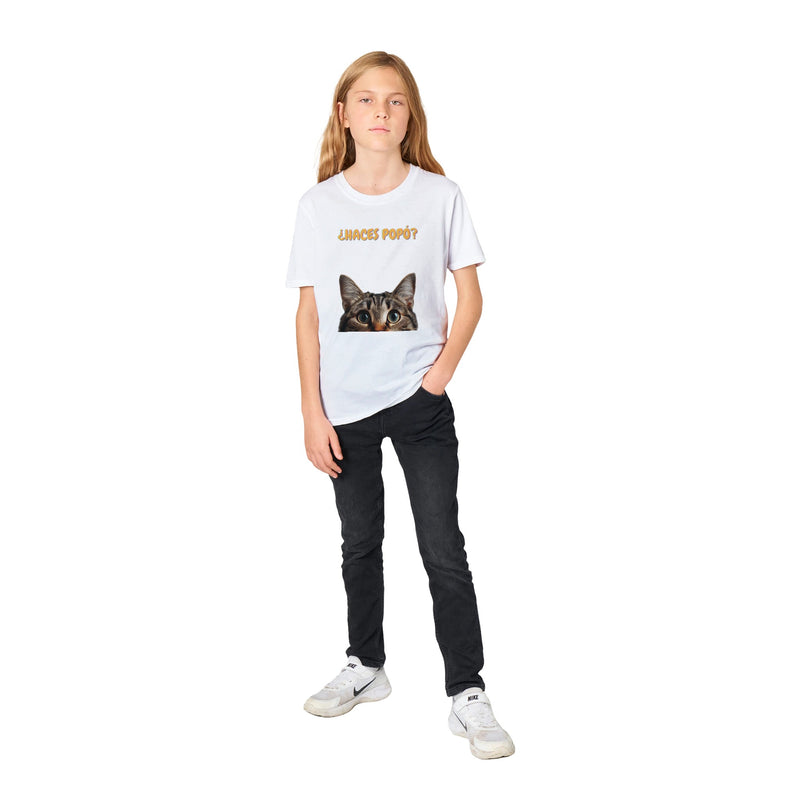 Camiseta Junior Unisex Estampado de Gato "Consulta Curiosa" Michilandia | La tienda online de los fans de gatos