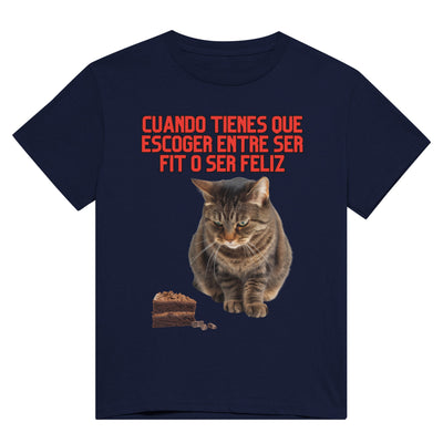 Camiseta Unisex Estampado de Gato "Fit o Feliz" Michilandia | La tienda online de los fans de gatos