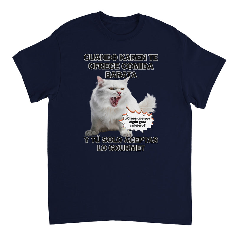 Camiseta Unisex Estampado de Gato "Gourmet Indignado" Michilandia | La tienda online de los fans de gatos