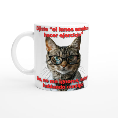 Taza Blanca con Impresión de Gato 